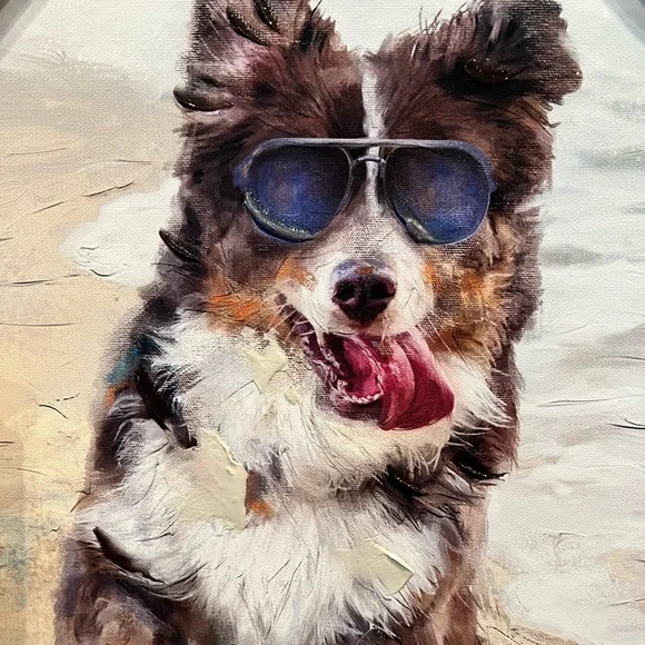 NWT Dog at Beach with Beachball Canvas Wall Art by Studio Arts - Picture 6 of 10